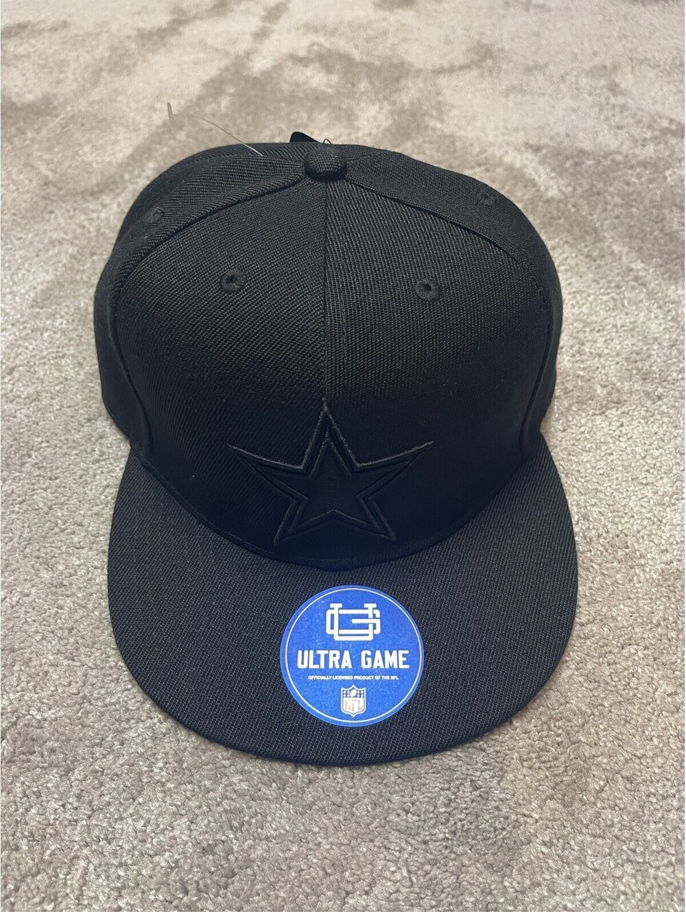 Dallas Cowboys Ultra Game Snapback Hat Triple Black Tonal Star Flat Bill